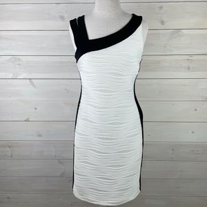 Joseph Ribkoff white ribbed sleeveless fitted dress